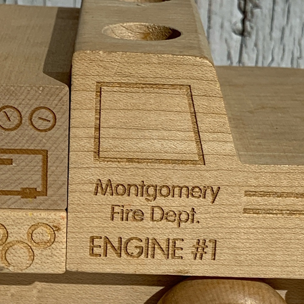 Solid Natural Wood Toy Fire Engine - Picture 2 of 8